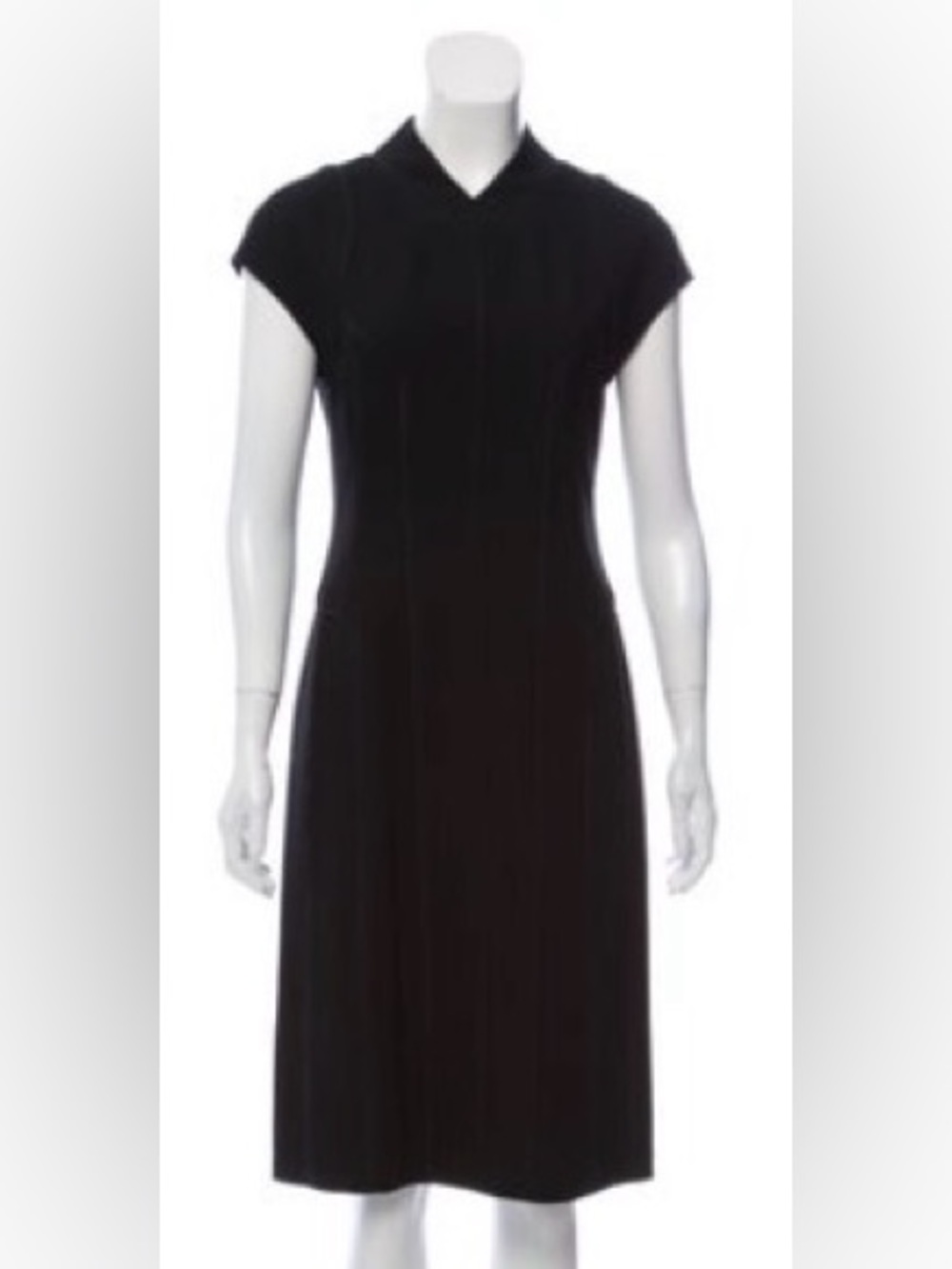 Narciso Rodriguez Black Cap-Sleeve Midi Sheath Dress